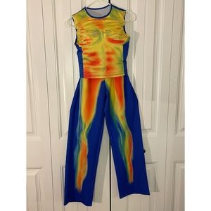 Heatwave Red Blue Green Yellow Orange Two Piece Set Tank And Flare Leg Fit